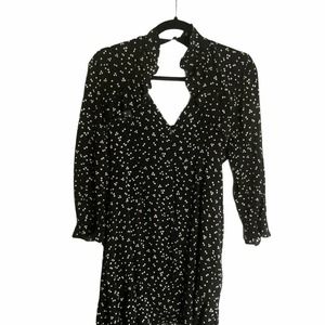 Mink Pink Womens Black & White Polka Dotted Midi Dress